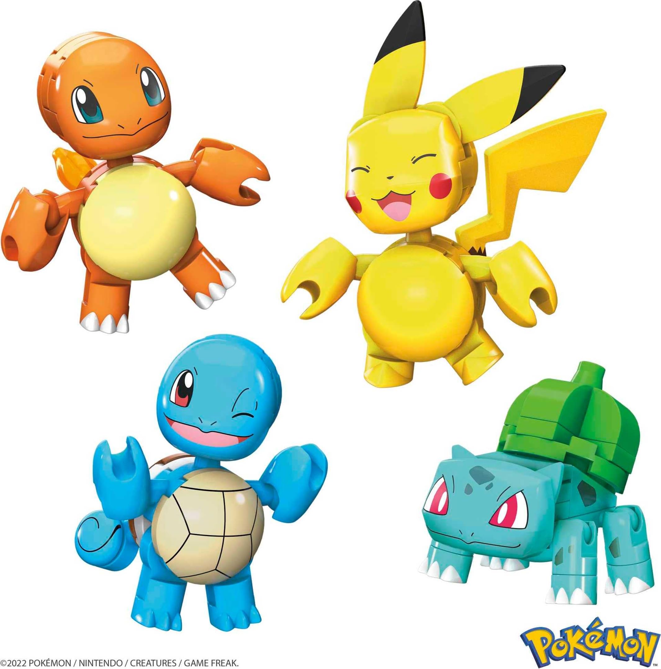 MEGA Pokémon Building Toys Set Kanto Region Team with 130 Pieces, 4 Poseable and Articulated Characters, 2 Inches Tall, for Kids