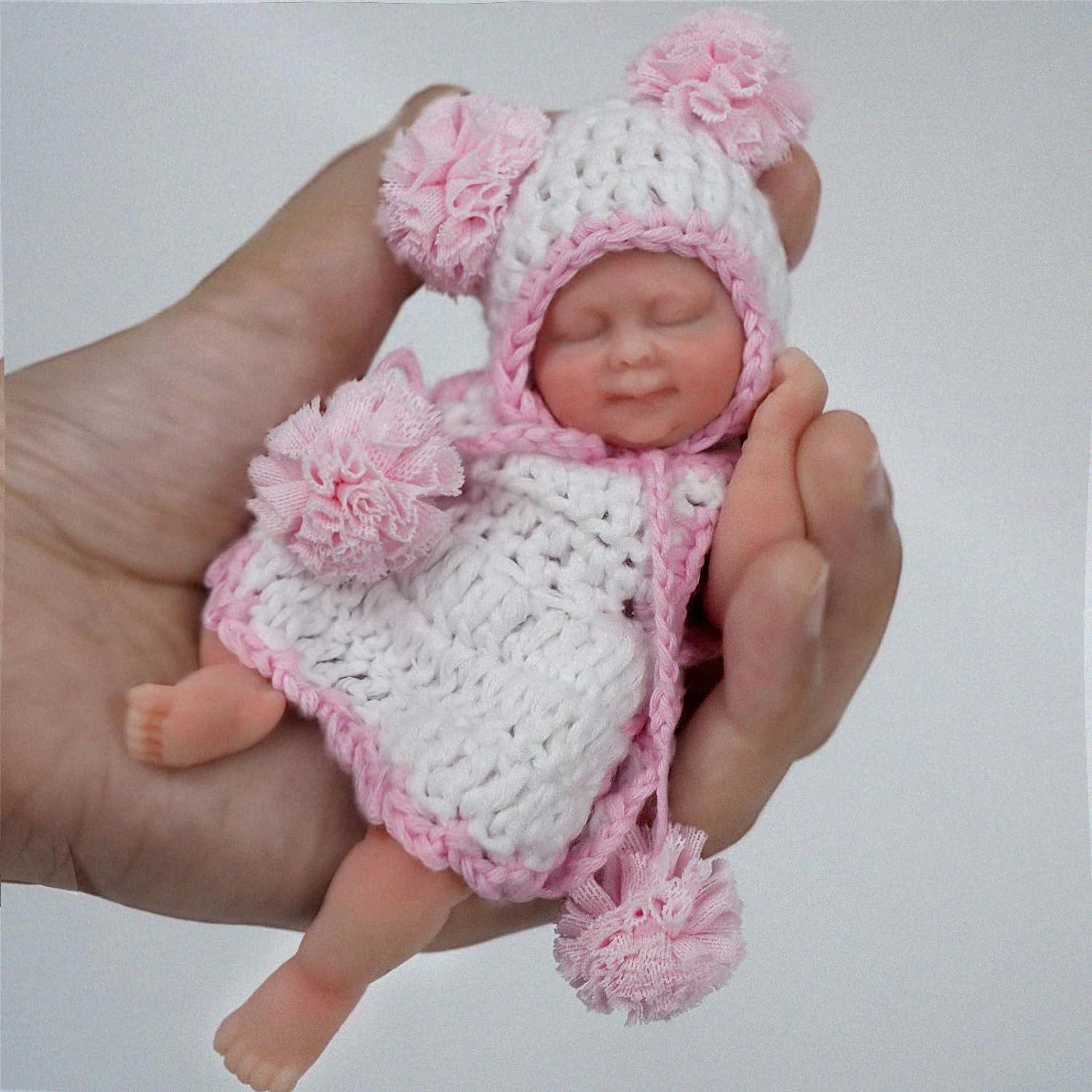 Mire & Mire 4.5 inch Miniature Sleeping Full Silicone Mini Baby Dolls with Feeding Accessory Lifelike Baby Doll Soft Baby Doll