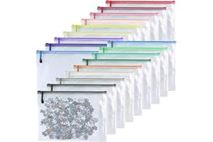 Oaimyy-4 * 6 inchs-18 Pcs-Plastic Mesh Zipper Pouch Document Folders Bag Zip File Bags for Office Supplies,Home,Travel Storages,Puzzle Board Games Storage-Multicolor