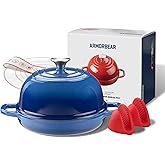 Armorbear Dutch Oven for Bread Baking-5QT Cast Iron Sourdough Dutch Oven Pot with Lid, Enameled Round Cast Iron Bread Pot with Dome Lid for Homemade, Gifts for Sourdough Bakers, Blue