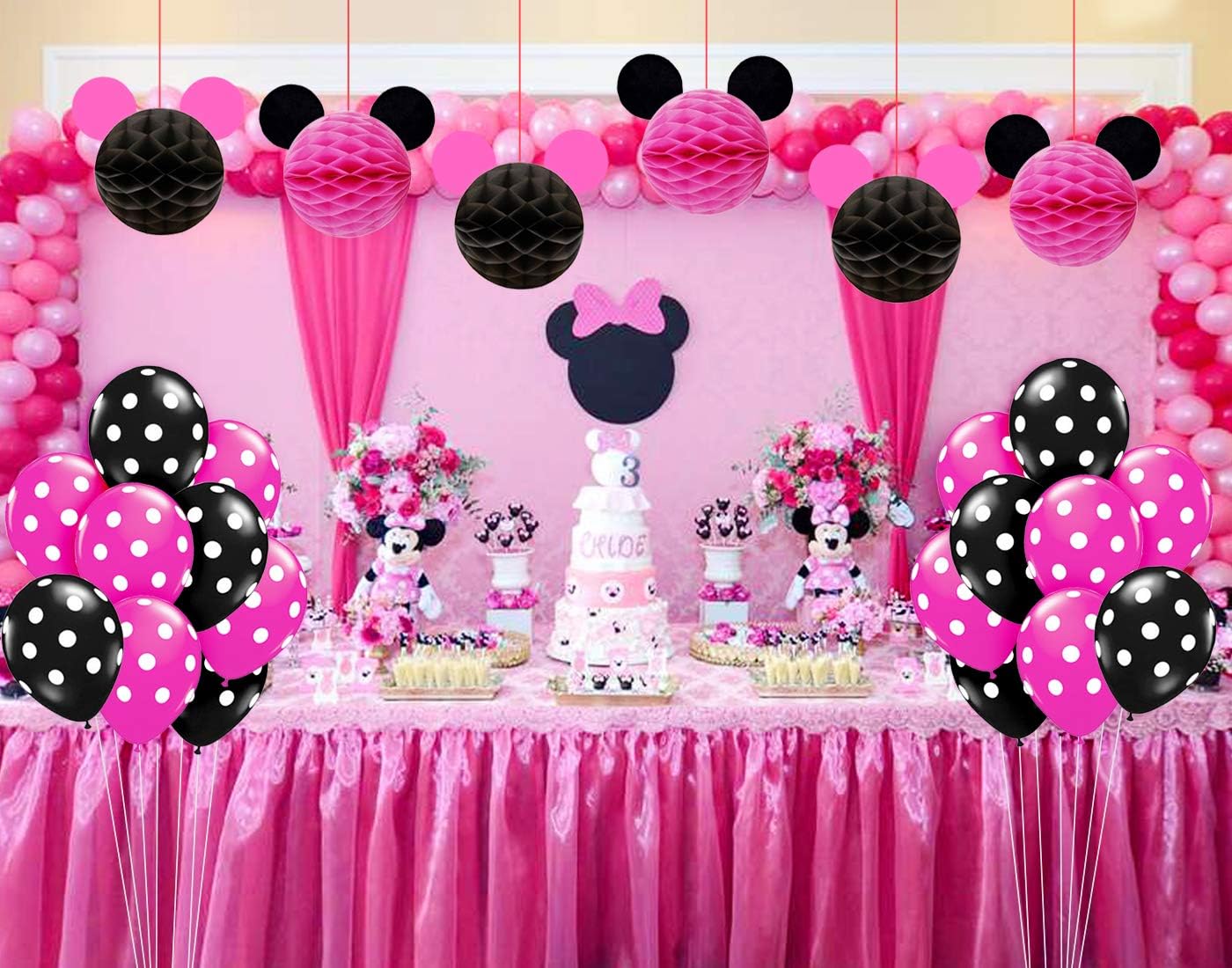 Kreatwow Minnie Fete D Anniversaire Sur Le Theme Fournit Des Decorations Pour Le 1er 2e 3e Anniversaire Baby Shower Amazon Fr Jeux Et Jouets