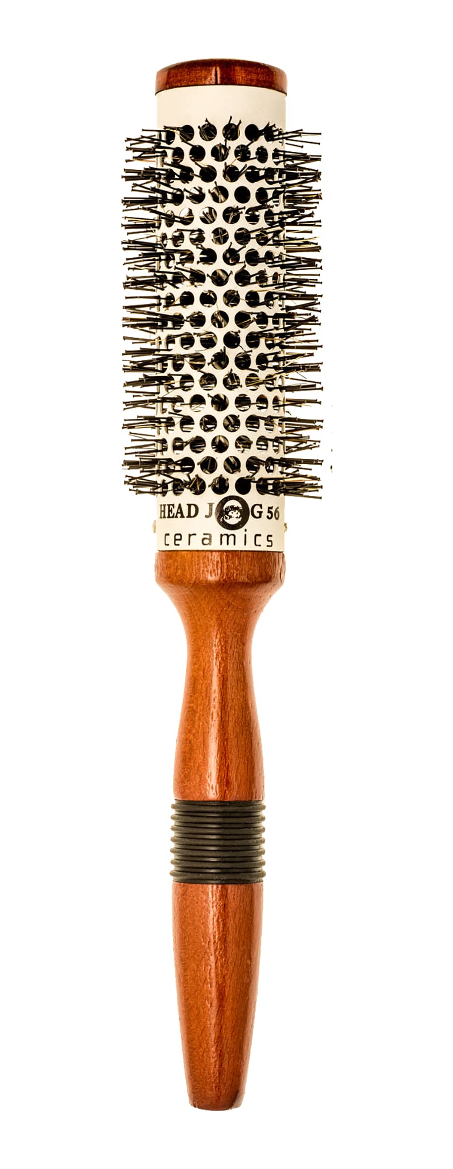 Head Jog 56. 33mm Ceramic Wooden Radial Round Brush. Styling & Volumising Hair Tool With Nylon Bristle & Vented, Ceramic Barrel For Smooth Hair With Shine. Versatile Wooden Hair Brush.