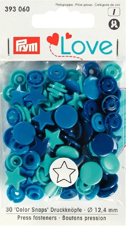 Prym 393060 Sternform Color snaps Prym Love Druckknopf Color KST 12,4mm blau/türkis/marine