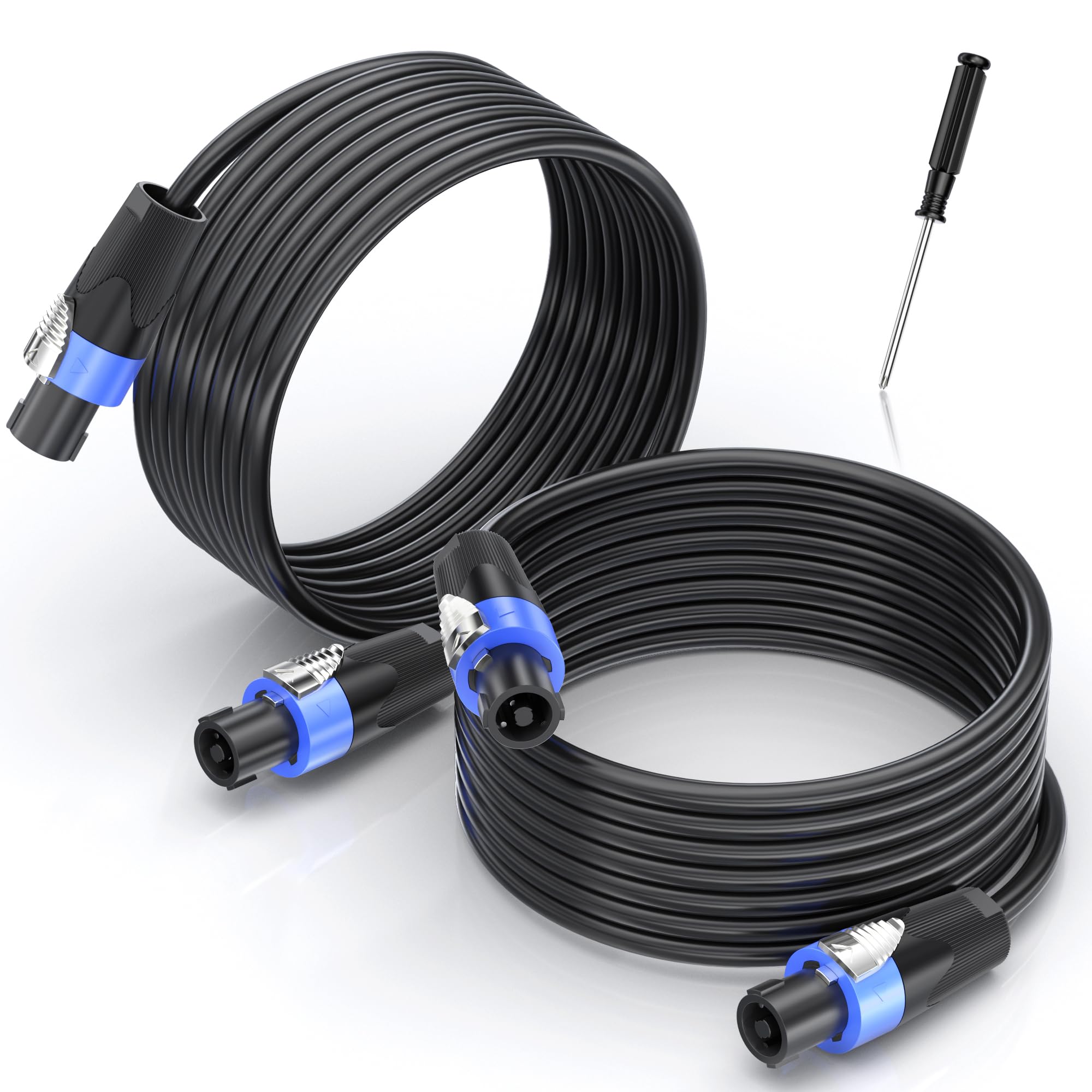 Jumwa 2pack 7.5M Speakon Cables with Twist Lock for Audio Amplifier 15AWG 2 Wires Speaker Cables for DJ/PA Heavy Duty Audio — image 1