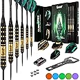 IgnatGames Steel Tip Darts Set - 3/6/12 Pack Brass Darts Metal Tip Set with Exquisite Case - Aluminum Shafts, 2 Sets of Flights, Dart Tool & Sharpener