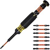 Klein Tools 32315HD 15-in-1 Multi-Bit Ratcheting Screwdriver, 8-Piece | Impact-Rated, 7 Double-Ended ProFlex Torsion Zone Tips, 1/4-Inch Nut Driver