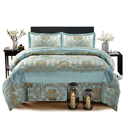 Ameha Quilted Bedspread 3 Piece Jacquard Double King Size Bed