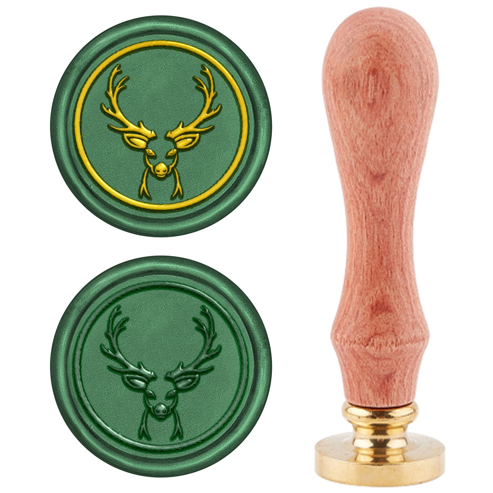 CRASPIRE Reindeer Wax Seal Stamp Christmas Deer Elk Animal Xmas Retro Wood 25mm Removable Brass Head for Winter Party Envelopes Invitations Greeting Card