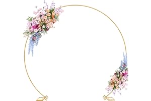 Putros 9.2FT Gold Round Backdrop Stand Metal Circle Balloon Arch Frame Wedding Arch for Ceremony Birthday Party Anniversary Bridal Graduation Decoration