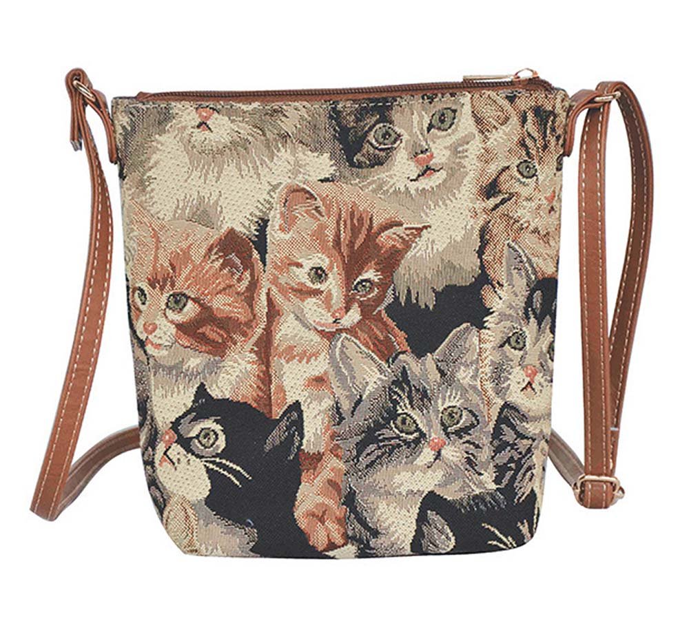 Signare Tapestry Small Crossbody Bag Sling Bag for Women Designs (Cat, SLING-CAT)
