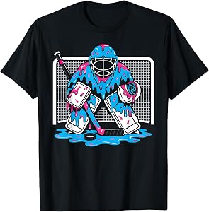 Hockey Goalie Ice Cream Drip Boys Ice Hockey Youth Player T-Shirt