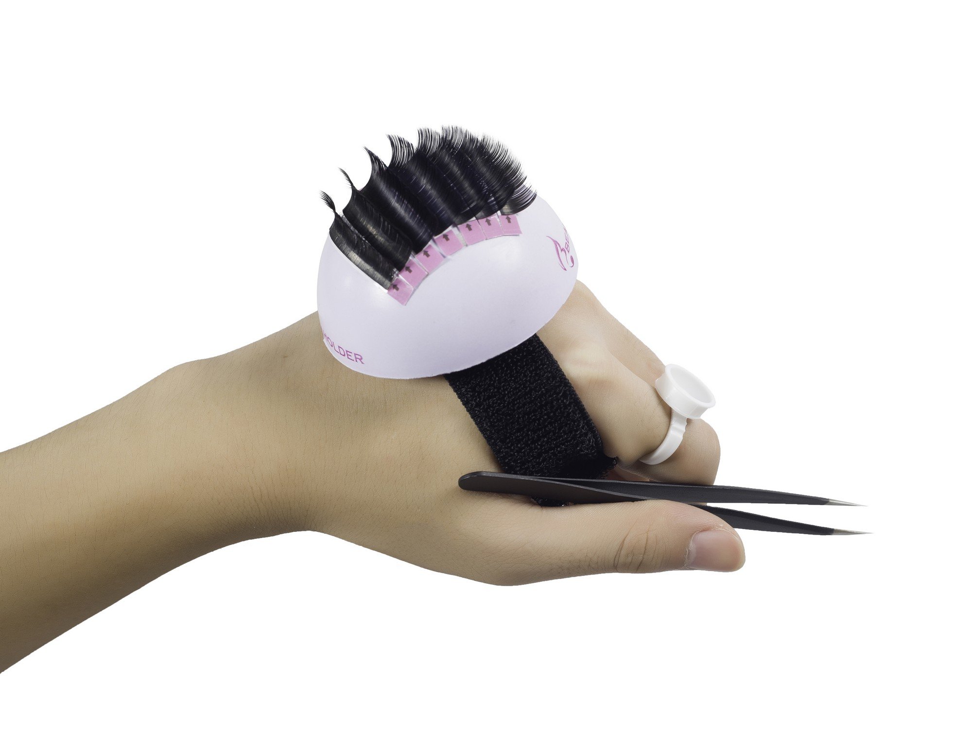 Eyelash Extensions Bubble Volume Semi Permanent Individual Adhesive EyeLash Pallet Holder Tool with Belt for Beauty Makeup
