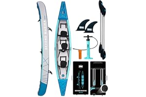 BEYOND MARINA Inflatable Kayak 1 & 2 & 3 Person Adult- Full Drop Stitch Kayak with Aluminum Paddles, Seats, Footrests, Pump, Fins