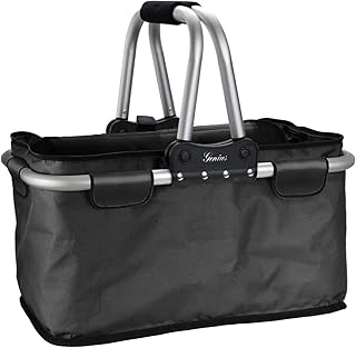 Genius Einkaufskorb | Schwarz | 25 kg | 26 l | Faltbar | Reißverschluss | Carry-Bag | Einkaufs-Tasche | Shopping-Bag |