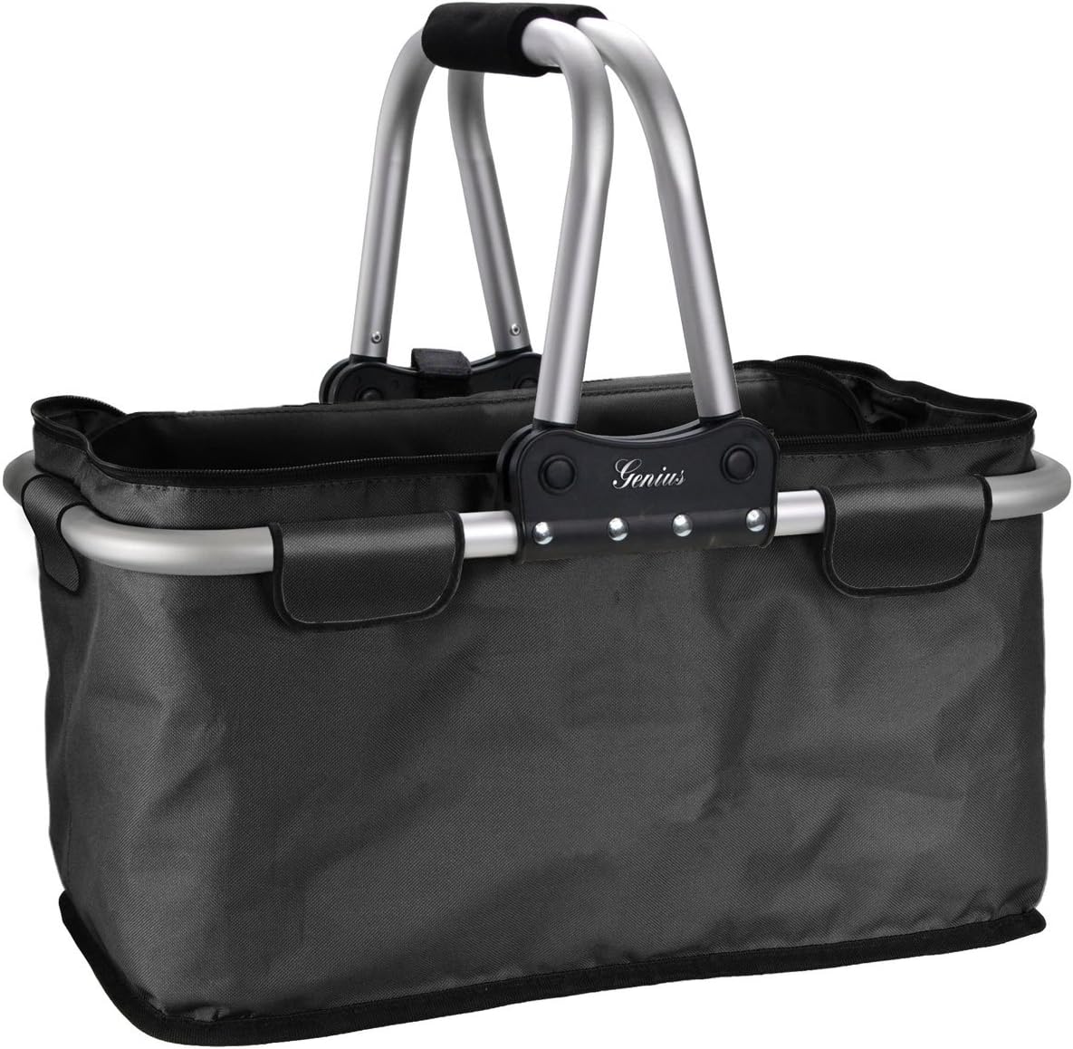 Genius Einkaufskorb | Schwarz | 25 kg | 26 l | Faltbar | Reißverschluss | Carry-Bag | Einkaufs-Tasche | Shopping-Bag |