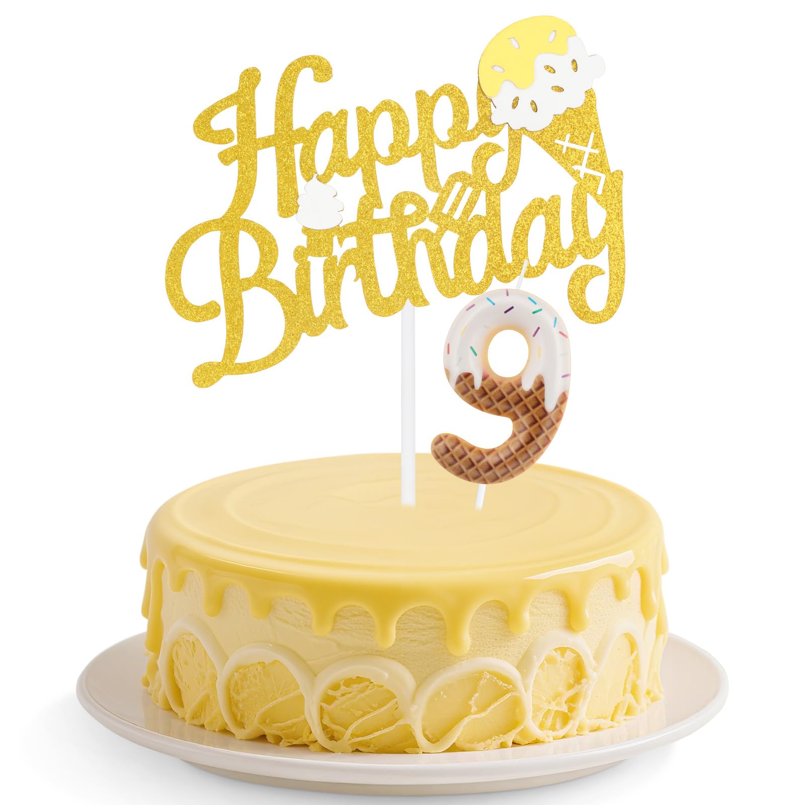 Ice Cream Birthday Candles Set,Colorful Number 9 Candle for Cake,9th Birthday Decorations for Boys,Ice Cream Cupcake Toppers Sweet Cake Decorations for Boys Girls Birthday,Sweet Themed Party Supplies