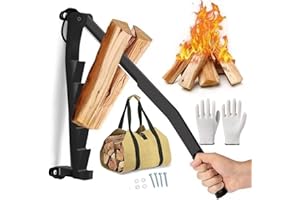 Wood Splitter Portable Wall Mounted Wood Splitter, Manual Firewood Kindling Splitter with Safety Ring, Firewood Cutter Outdoo