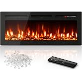 Manastin 42" Electric Fireplace Heater, Multi-Color Recessed Wall Mounted | 13 Flame&amp;12 Ember Colors, 2026 Ultra-Thin, 6 Brightness&amp;Speed, Flame Only 0/750/1500W, Log Crystal for Living Room Home Decor