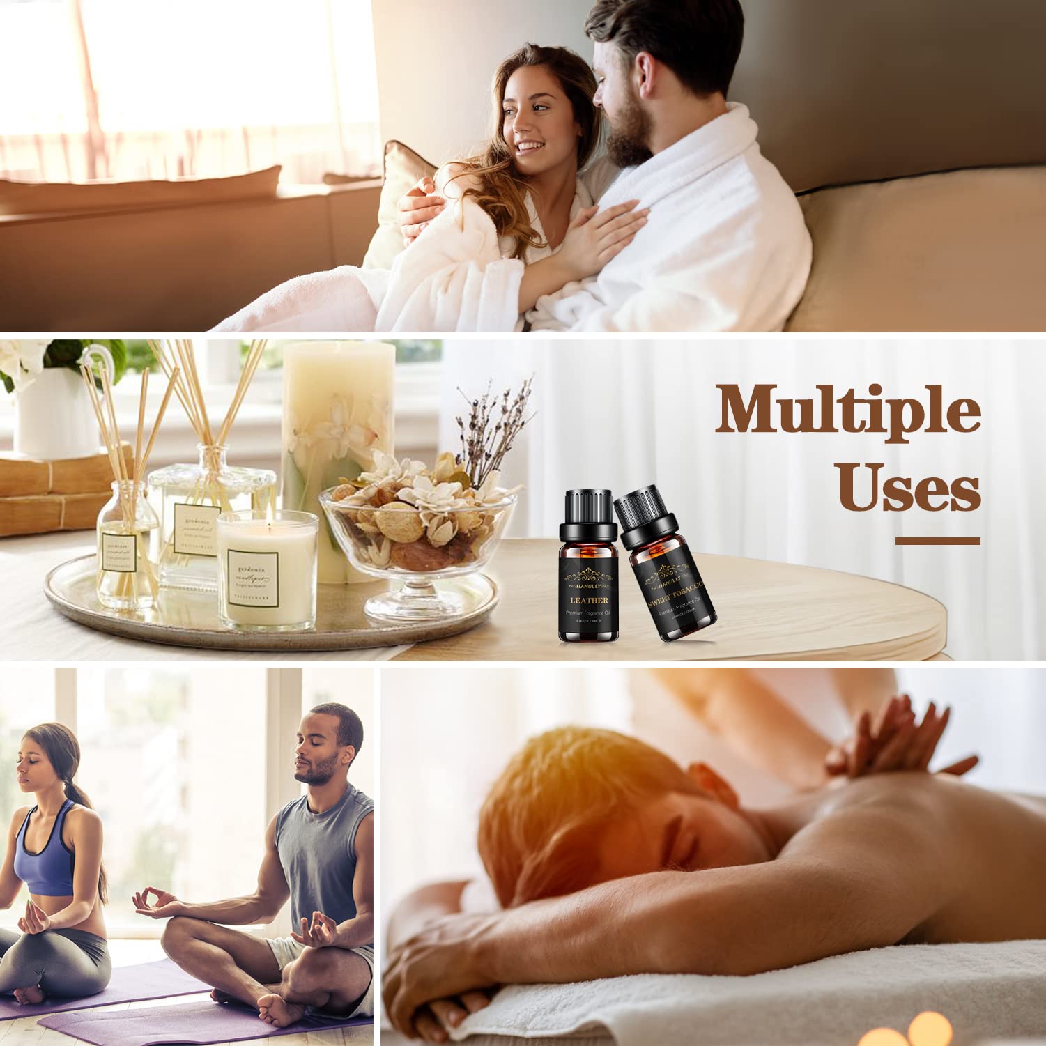 Essential Oils Set, Men Scents Fragrance Oil Aromatherapy Essential Oils Kit for Diffuser (6x10ML) - Sandalwood, Cedar, Leather, Sweet Tobacco, Rum, Cologne Aromatherapy Oils for Men, Gift for Men - Image 4