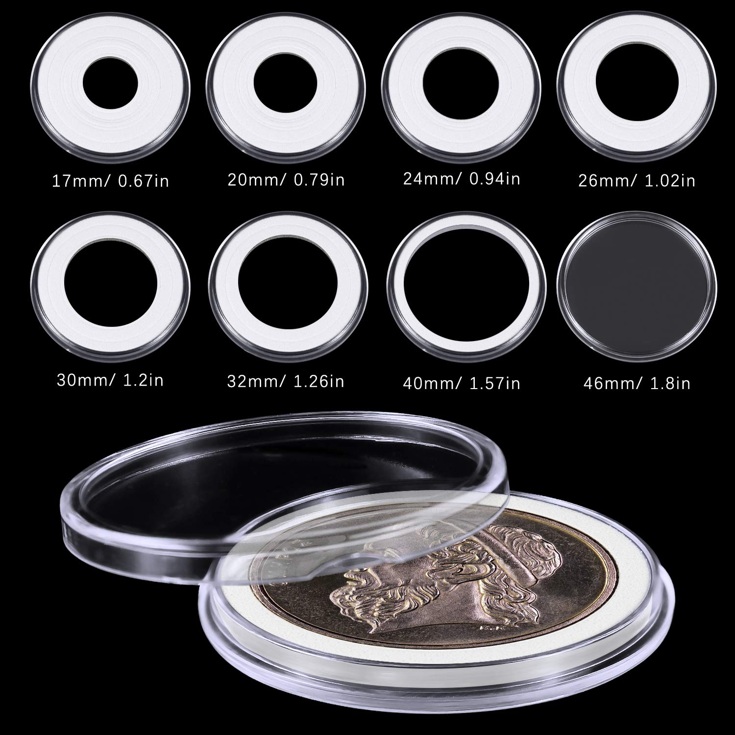 Capsule Per Monete In Plastica Da Mezzo Dollaro - Supporti Da 30,6 Mm Per Monete - Confezione Da 10/25/50 - Italia - Foto 6