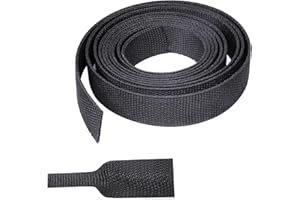 BuyUneed Braided Sleeving Heat Shrinkable Fabric 2:1 Ratio- Abrasion Protection Flexibility Wiring Harness Cable Sheath (3/8" ID, 16ft)