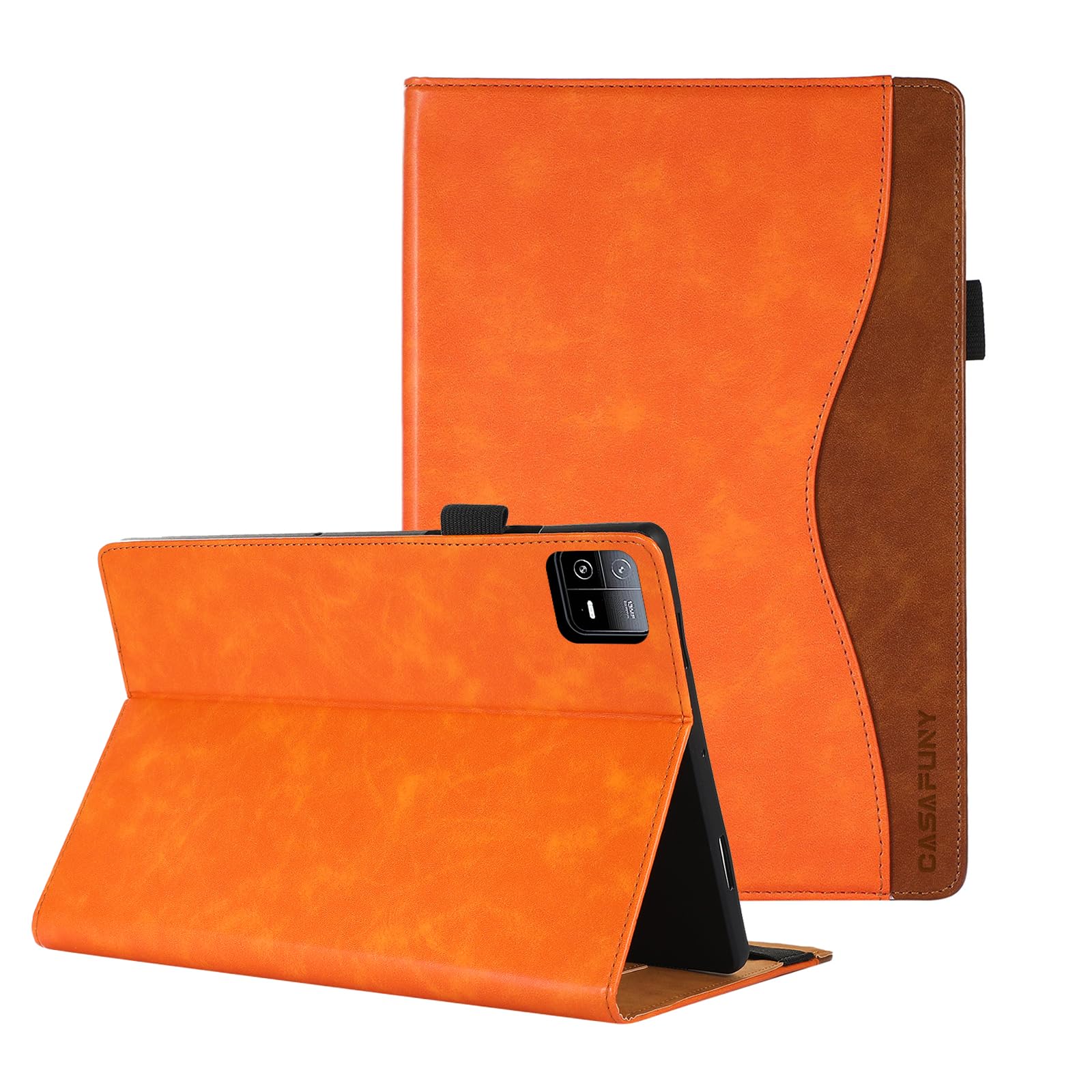 CASAFUNY Case for Xiaomi Pad 6 / 6 Pro, Premium PU Leather Protective Book Cover With Stand Function and Document Slots for Mi Pad 6/6 Pro 11 Inch 2023, Orange — image 1