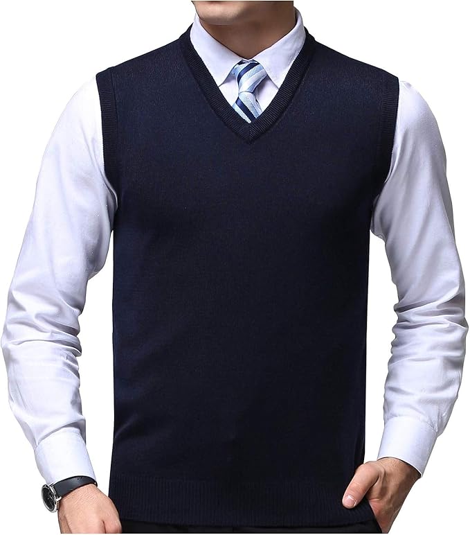 Mens Plain V Neck Slipover Sweater Golf Knitted Jumper Boys