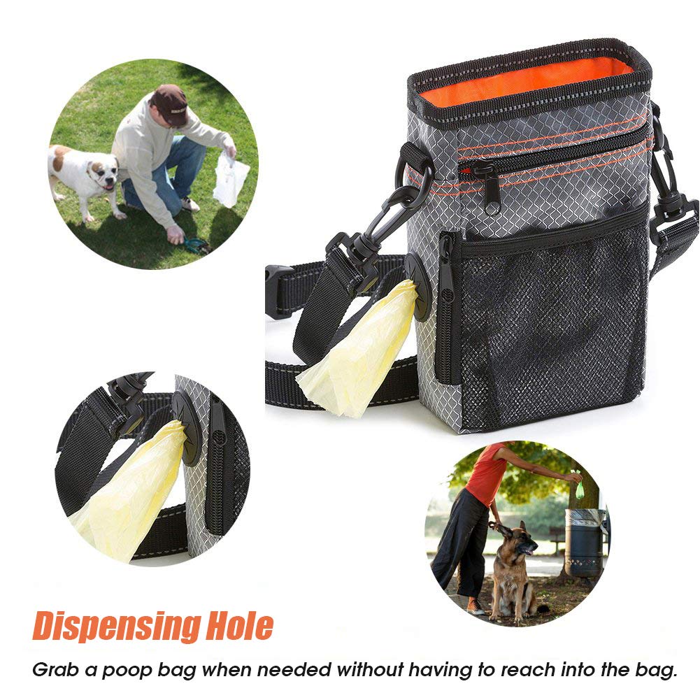 EDUPLINK Dog Treat Training Pouch - Easily Carries Pet Toys, Kibble, Treats - Built-in Poop Bag Dispenser Easy to Clean Waterproof - 3 Wearing Way for Walking, Training, Hiking, Running, Jogging