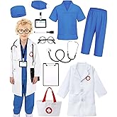 Boutrele 12 PCS Doctor Costume for Kids,Scrubs with Lab Coat/Nurse Costume Kids Set,Girls Boys Doctor Career Day Costumes