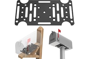 KOPKIO Universal Mailbox Mounting Bracket, Black Steel, Post Mount, 4mm Thick, Fits Most Sizes, Bottom Mount, Includes Hardware