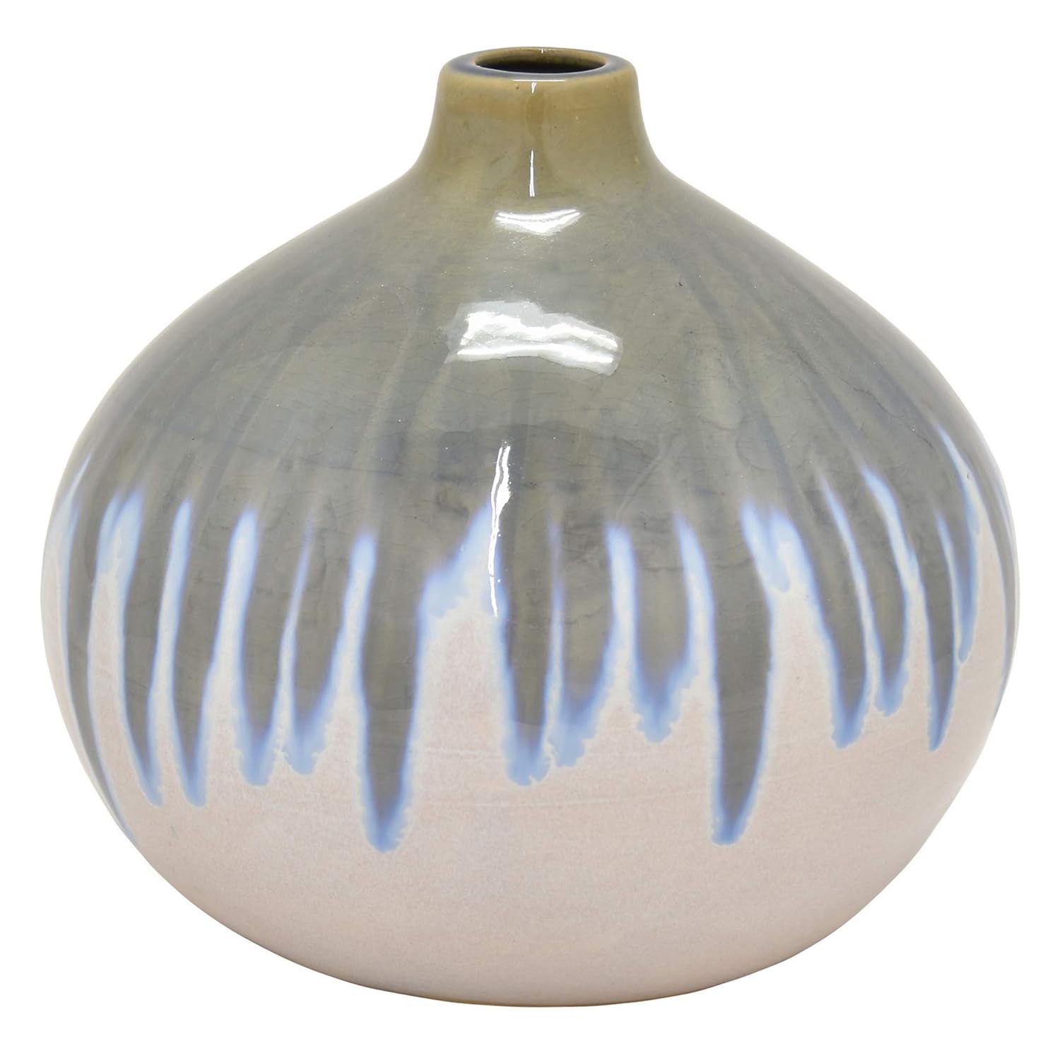 Amazon Com Three Hands 8 75 Ceramic Vase In Blue Home Kitchen