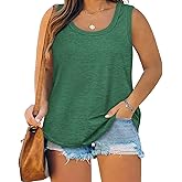 Yousify Womens Plus Size Tank Tops Summer Sleeveless Square Neck T-Shirts Trendy Loose Fit Top Casual Tunics Shirts