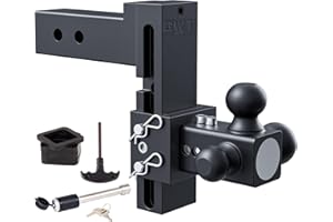 GWTAUTO Adjustable Trailer Hitch, Tri-Ball (1-7/8" x 2" x 2-5/16") Drop Hitch, Fits 2.5-Inch Receiver, 7 Inch Drop Cushioned Hitch,18500 LBS GTW, Tow Hitch for Heavy Duty Truck, Solid Ball Mount