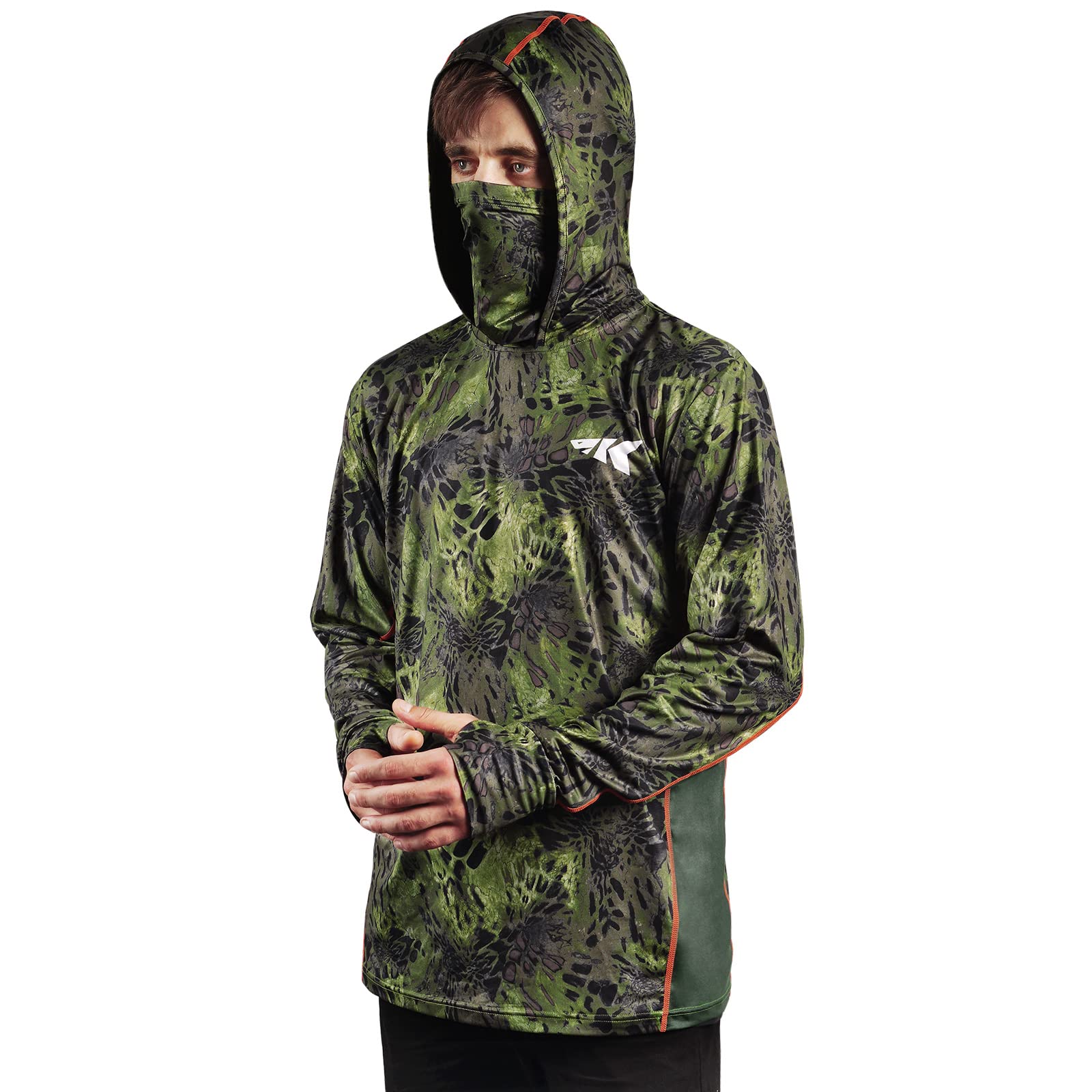 KastKing UPF 50 Fishing Hoodie Shirt for Men and Women, Long Sleeve Fishing Hiking Shirt, Breathable Moisture Wicking,Woodland,3XL Image