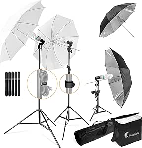 LimoStudio, 700W Output Lighting Series, LMS103, Soft Continuous Lighting Kit for White and Black Umbrella Reflector with Accessory and Carry Bag