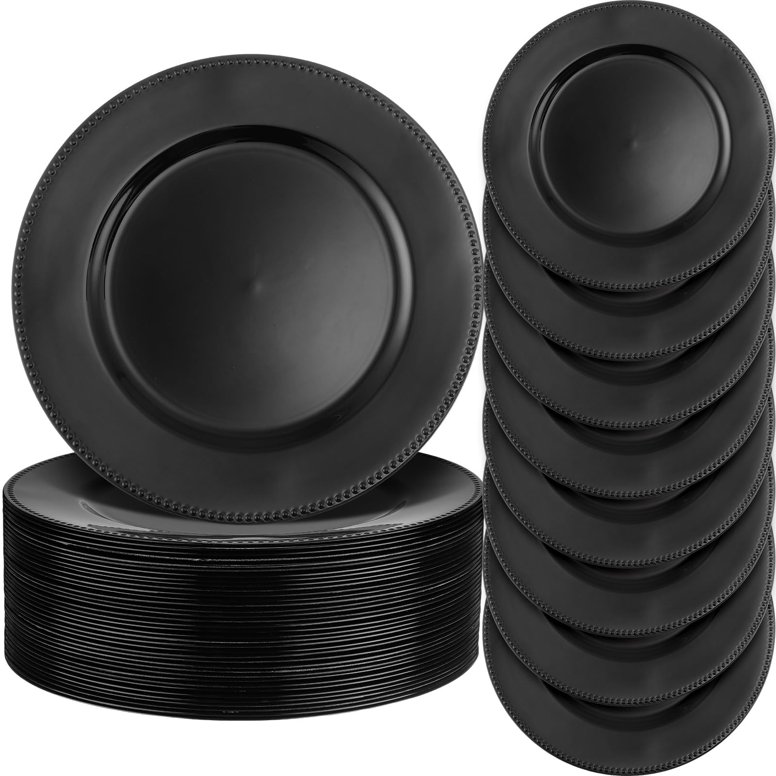 36 Pack Gold Charger Plates For Dinner Plates, 13" Round Plastic Chain Shaped Charger Service Plates, Decorative Chargers Bulk For Table Setting, Wedding, Party, Event