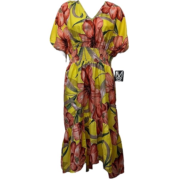 Mlle Gabrielle Floral midi high Low Round Neck Sleeveless Dress with Gold  Necklace, Lining and Front tie (US, Alpha, Small, Regular, Regular, Pink  Combo) at Amazon Women's Clothing store