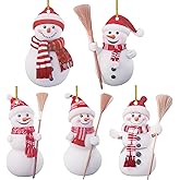 Christmas Tree Snowman Hanging Ornament: 5pcs Acrylic Cute Funny Small Xmas Decorations with String for Party Presents, DIY Craft, Housewarming Favors, Winter Outdoor Snowman Decor, Keychain Pendant