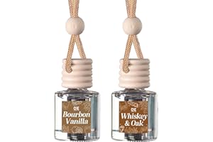 CE Craft Car Air Hanging Fragrance Oil Diffuser – Car Air Freshener for Essential Oils - Scents Fragrance Aromatherapy Automobile Diffuser - Bourbon Vanilla + Whiskey Oak - 2 Pack