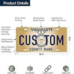 Custom Mississippi License Plate, Personalized