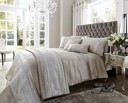 Latte Dallas Dimante Bedding Sets Boudoir Cushions 30cm X