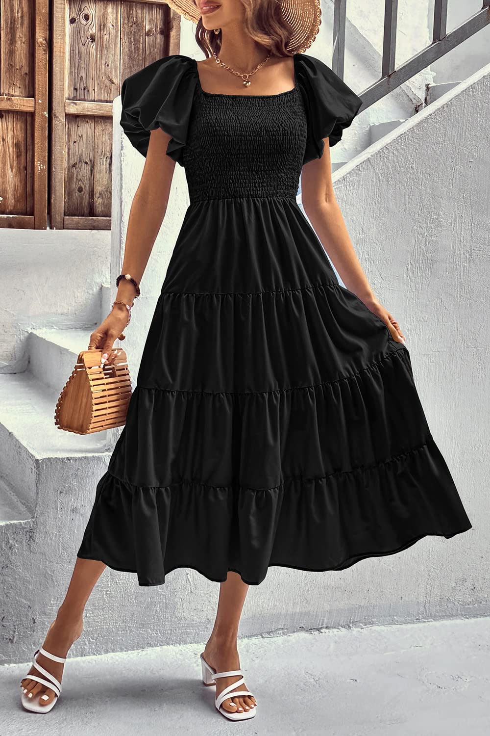 PRETTYGARDEN Women Puffy Sleeve Dress