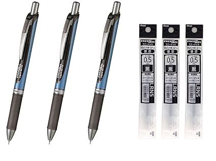 Pentel Energel DeLuxe-RTX einziehbarer flüssiger Gelkugelschreiber - 0.5mm, Feine Linie / Nadel Spitze-/ Schwarze Tinte, Blau