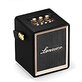 Lonzuer Action Wooden Portable Speaker with Handle Small Portable Bluetooth Speakers with 5000mAh Battery Speakers Bluetooth Wireless for Indoor Outdoor Campaign-Black