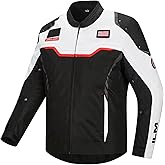 ILM Motorcycle Mesh Jacket with CE Armor and Detachable Waterproof Liner Dual Sport All Season Riding for Men Model JRC2-M White, L