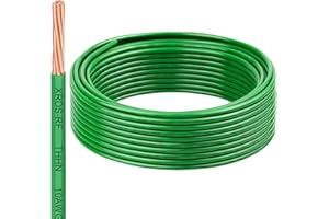 XRDS -RF 10 AWG THHN Stranded Bare Copper Wire 25FT Green Grounding Wire, Electrical Wire, 600V Rated Building Wire, Ideal for Panel Wiring, Grounding, Lighting Circuits, Control Systems
