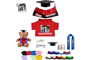 FAHOXUMR Personalized Graduation Bear Clothes with Photo Text, Custom Graduation Stuffed Animal Clothes Fit 8-16inch Stuffed 