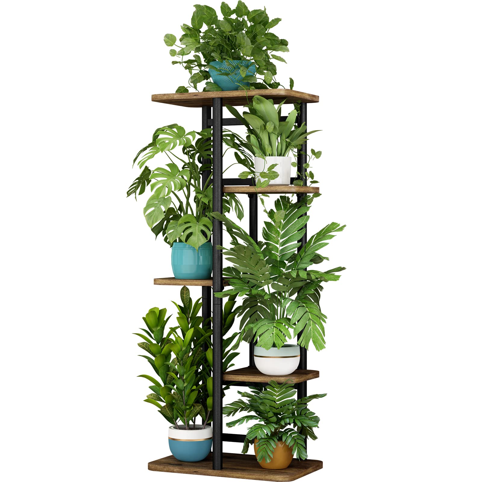 Photo 1 of LINZINAR Plant Stand 5 Tier 6 Plant Multiple Flower Rack Holder Shelves Rack Storage Organizer Display Indoor Planter for Balcony Bedroom Patio Garden Living Room, Black