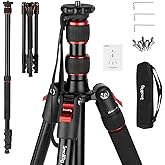 SmallRig T-10 Camera Tripod, 68" Foldable Aluminum Tripod & Monopod, Compatible with 1/4"-20 and 3/8"-16 Video Head, Payload 33lb, Adjustable Height from 19.7" to 67.7" for Camera, Phone - 3983