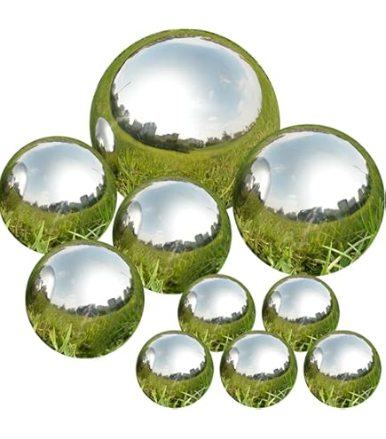 Stainless Steel Gazing Globe Mirror Ball Reflective Gazing Ball 1 Set